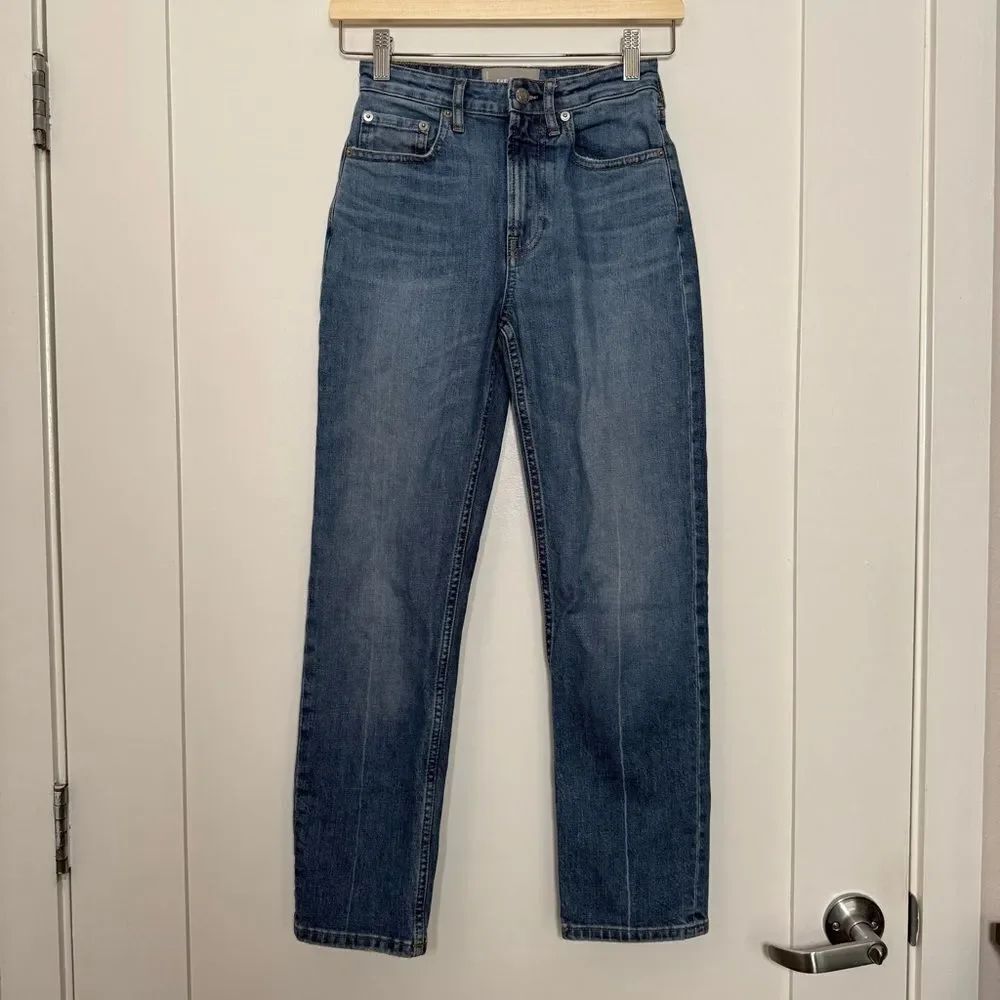 Everlane High Rise Straight Leg Ankle Jeans Womens Sz 23 Blue Cropped Denim